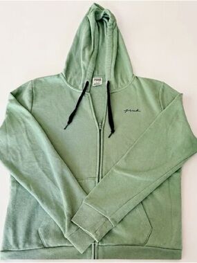 PINK Victoria's Secret Sage Green Full-Zip Hoodie